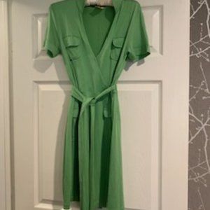 Granny Apple Green T-Shirt Dress in Silk Blend